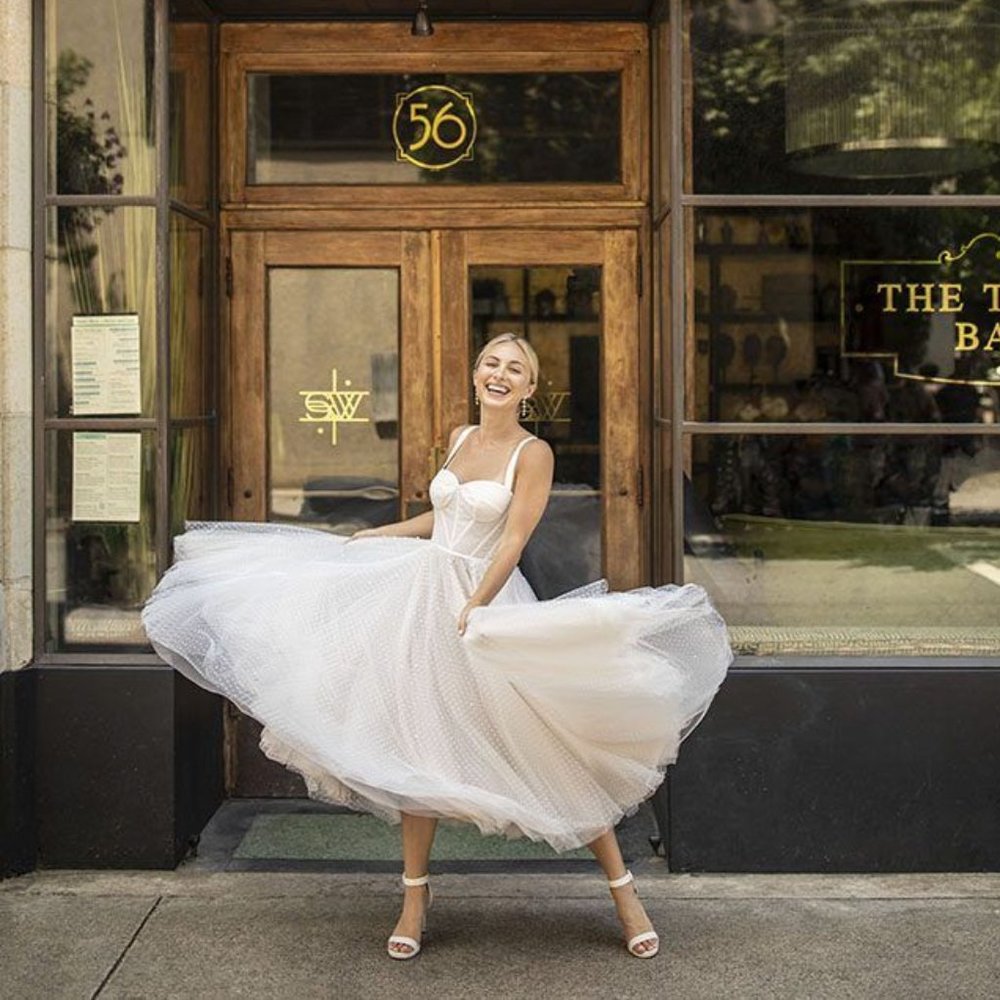 By Watters BHLDN Lynette Gown | Pearl Corset Midi Dress | Bridal or Wedding